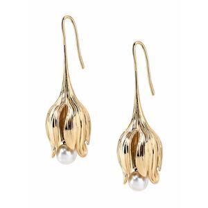 NEW Olive & Piper Mara Earrings Sculptural Floral Faux Pearl Gold